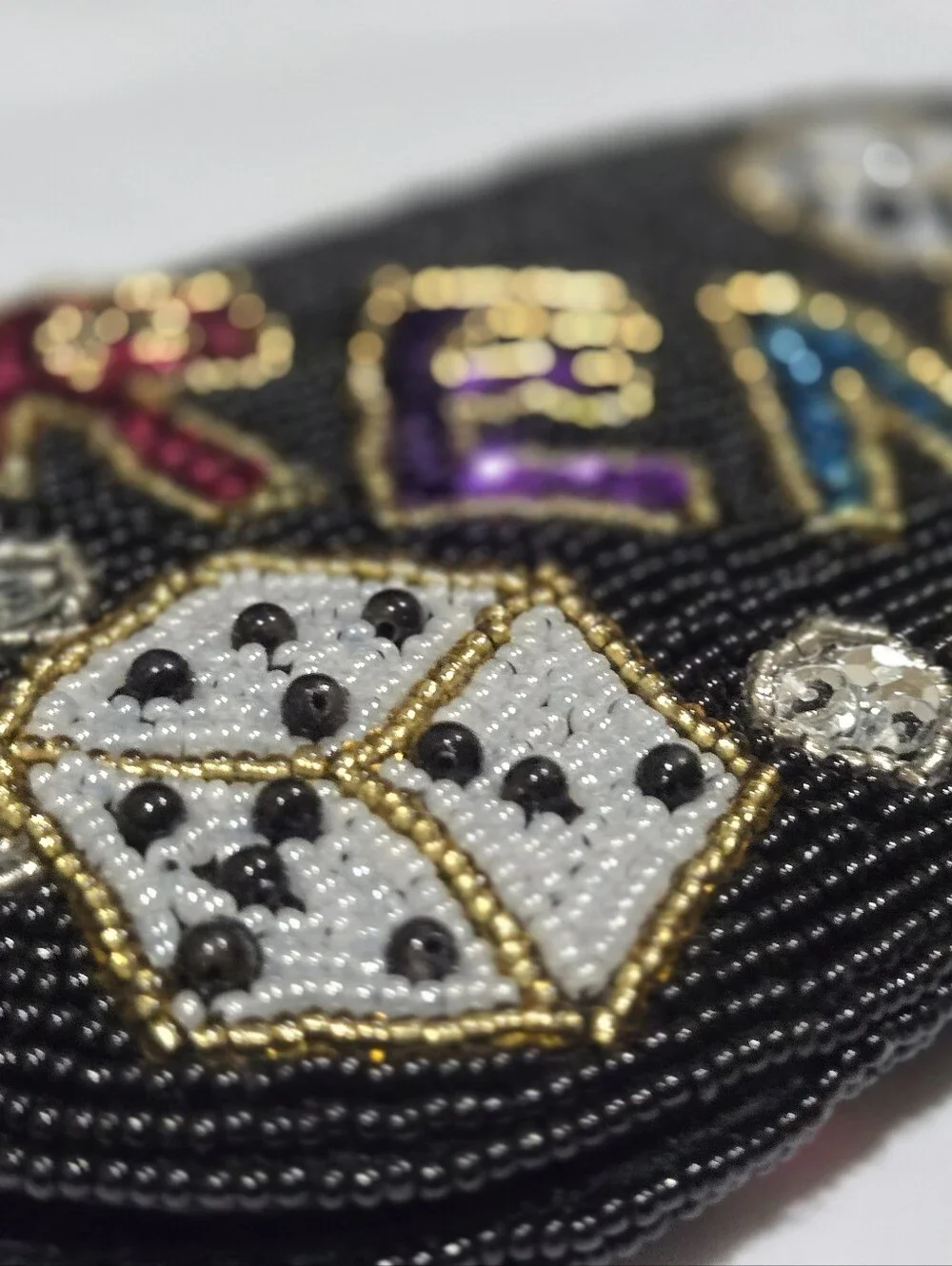 Vintage Black Beaded Reno Casino Snap Pouch
